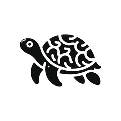 Black Vector Turtle Silhouette Capturing the Serenity and Strength of Nature's Ancient Marine Wanderer. 