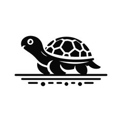 Black Vector Turtle Silhouette Capturing the Serenity and Strength of Nature's Ancient Marine Wanderer. 