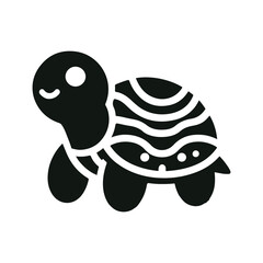 Black Vector Turtle Silhouette Capturing the Serenity and Strength of Nature's Ancient Marine Wanderer. 