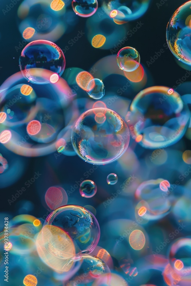 Poster A group of bubbles rising into the air from an unknown source