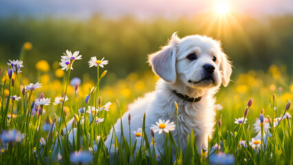dog in a meadow