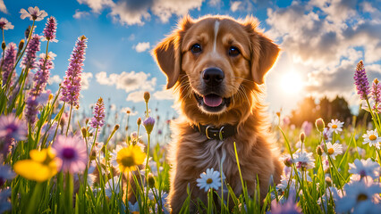 dog in a meadow