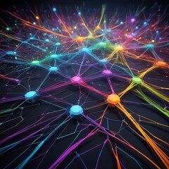 Digital technology and cyber security concept, abstract technology background of high speed global data transfer, futuristic neon hexagons, advanced technology networks