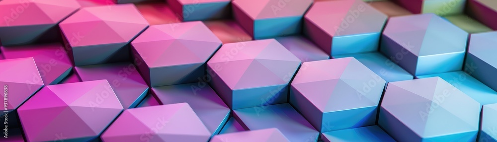 Poster vibrant geometric shapes with a gradient of colors create a modern abstract background perfect for d