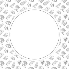 food and beverage frame in doodle style frame background