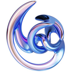 3d chrome neon fluid forms liquid metallic. modern wave gradient blue and purple isolated on a transparent background