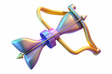 3D Holographic Bow and Quiver with Courage Text concept as A dynamic photo featuring a glowing holographic bow and quiver symbolizing the courage of Rama in the Dussehra story. The design includes gen