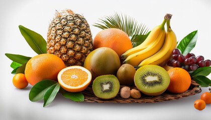 Small transparent background exotic fruits.