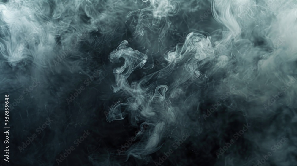 Poster a black and white photo of smoke rising into the air, with no visible source or context
