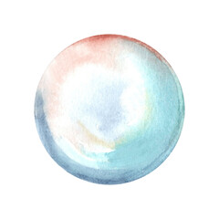 Soap bubble from rainbow foam. Hand drawn watercolor illustration isolated of background. Toy for bath, kids party. Pearl for necklaces, jewelry. Clip art for card, cosmetic, printing, textile, flyer.