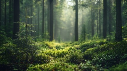 Obraz premium green woods panorama natural landscape : Generative AI