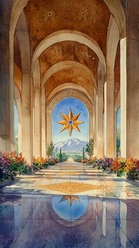 Baha'i Nine Pointed Star Global Unity Baha'i Faith Religion Spiritual Symbol