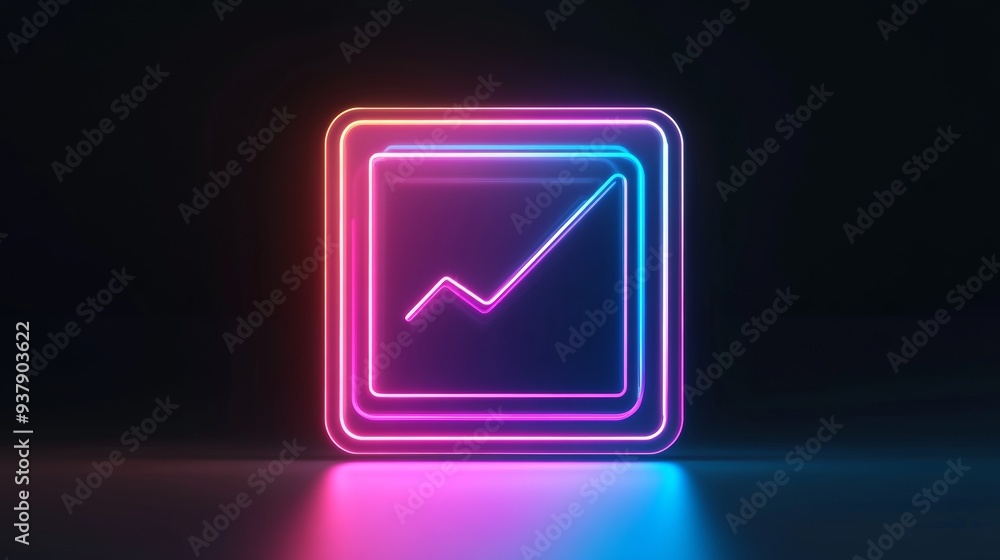 Poster a neon sign with a line graph on it