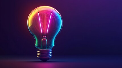 A neon light bulb with a purple and green glow