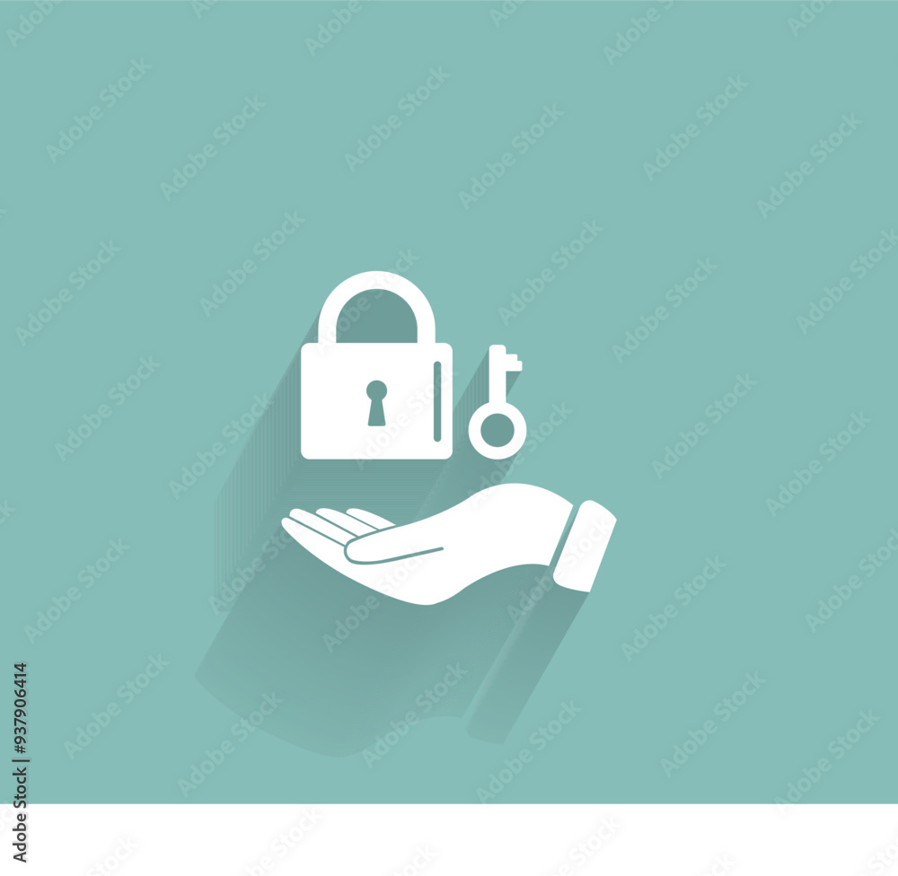 Poster vector icon of white color with shadow on gray-green background