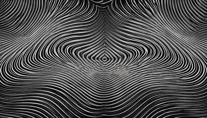 Fototapeta premium Abstract hypnotic pattern with black-white striped lines. Psychedelic background. Op art, optical illusion. Modern design, graphic texture.