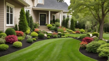 Obraz premium Keep the lawn, plants, and garden well-maintained and vibrant.