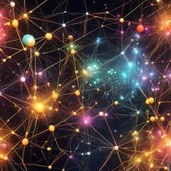 Obraz premium Digital technology and cyber security concept, abstract technology background of high speed global data transfer, futuristic neon hexagons, advanced technology networks