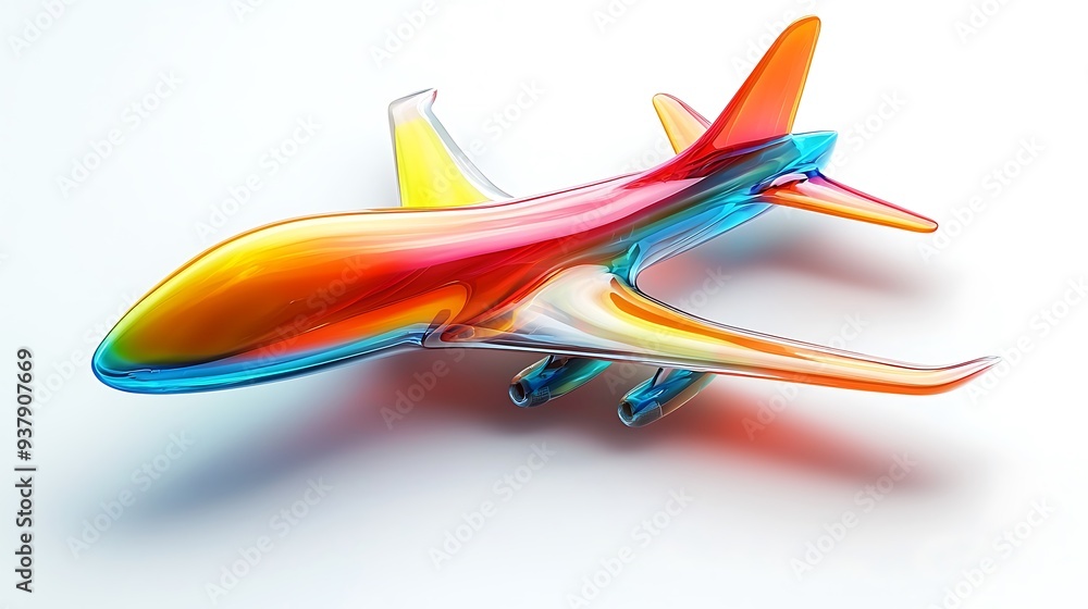 Aufkleber abstract airplane with colorful glass design, capturing the sleek and modern design of flight with v