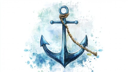 A blue anchor with a rope tied to it