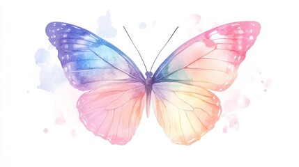 A colorful butterfly with a rainbow pattern on its wings