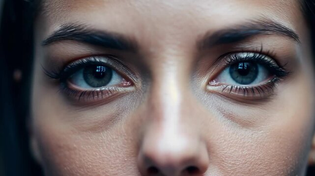 Close up of a focused female athlete with a determined expression, her eyes reflecting her unwavering commitment to her sport
