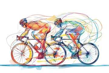 Fototapeta premium A pair ride a bike together