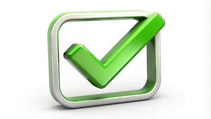 A sleek, modern checkmark icon with a bold, bright green line and a white background, symbolizing task completion and achievement.