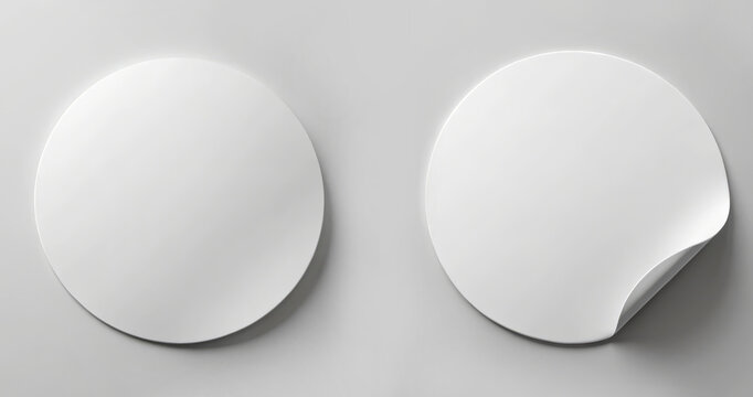 White Circle Stickers Mockup - Blank Label Design