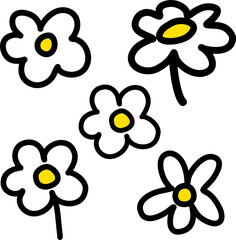 set of flowers daisy rustic doodle 