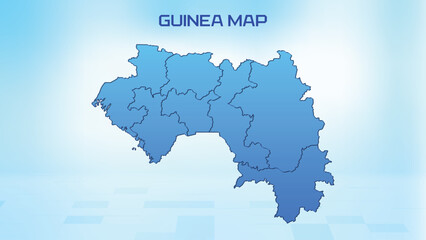 Blue detailed map of Guinea with States administrative divisions. Political Guinea map vector illustration.