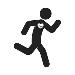 Isolated sport pictogram, healhty heart with running stick figure pose