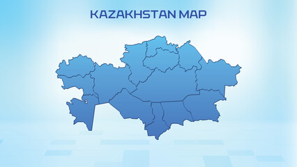 Obraz premium Blue detailed map of Kazakhstan with States administrative divisions. Political Kazakhstan map vector illustration.