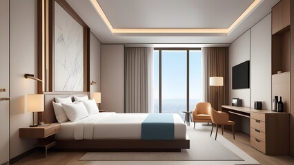 hotel  room photo,illustration.It is a luxury hotel room.