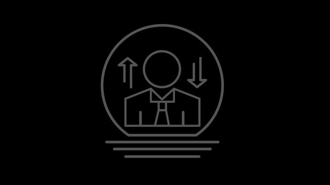 Upload and download user icon or male profile picture. download and upload image icon for website or application. outline up and down arrow. 2d animated video clip. 4k size without background.
