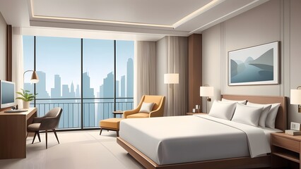 hotel  room photo,illustration.It is a luxury hotel room.