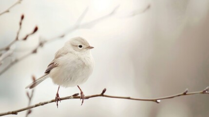 Delicate Bird Encounter, a close-up view of a fragile bird in a minimalist setting, emphasizing its beauty and vulnerability against a clean, unobtrusive background.