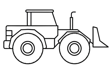 Generic wheel loader line art vector illustration