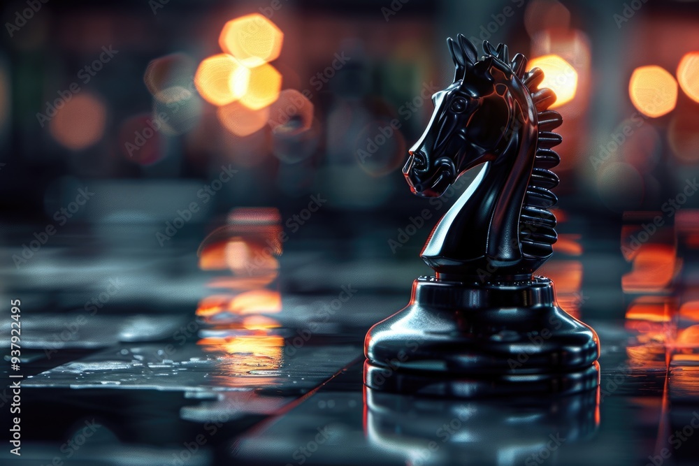 Poster a close-up shot of a chess piece on a chessboard