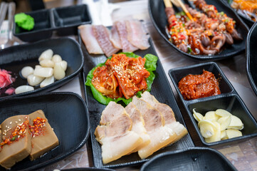 Fermented Skate and Steamed Pork Slices Served with Kimchi