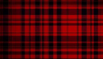 Obraz premium Vibrant Red and Black Tartan Pattern - Classic Plaid Textile Design for Fashion and Decor