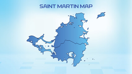 Blue detailed map of Saint Martin with States administrative divisions. Political Saint Martin map vector illustration.