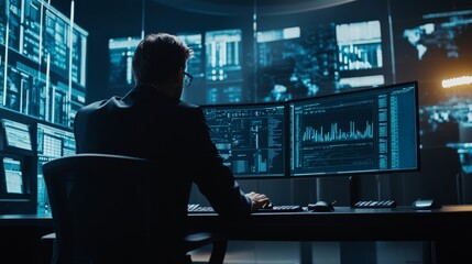Fototapeta premium Cybersecurity Expert Protecting Corporate Network