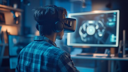 VR Designer Testing Immersive Gaming Experience