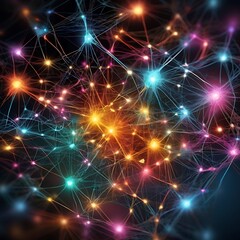 Fototapeta premium Digital technology and cyber security concept, abstract technology background of high speed global data transfer, futuristic neon hexagons, advanced technology networks