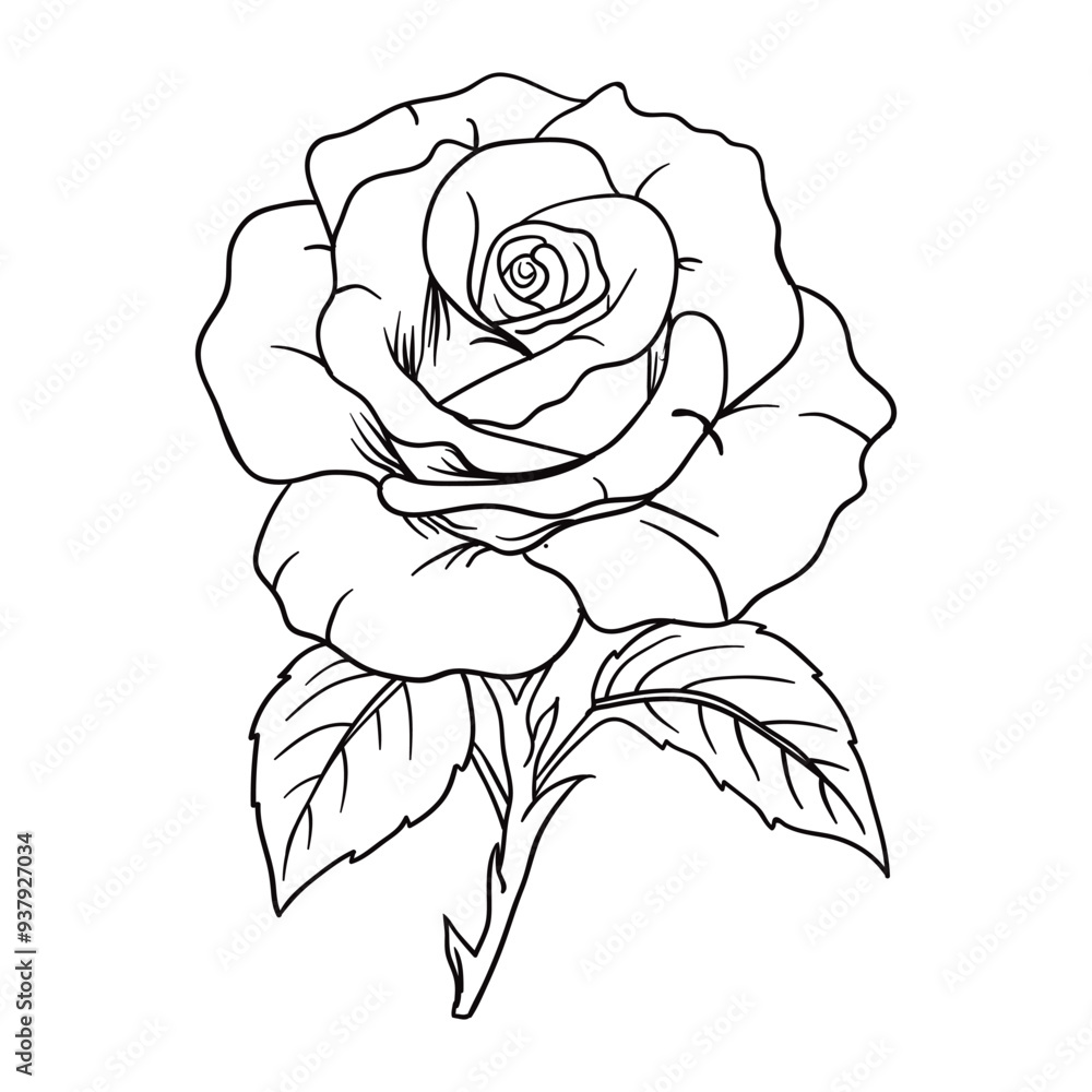 Wall mural Hand drawing style of rose vector. It s suitable for plant or flower icon, sign or symbol.