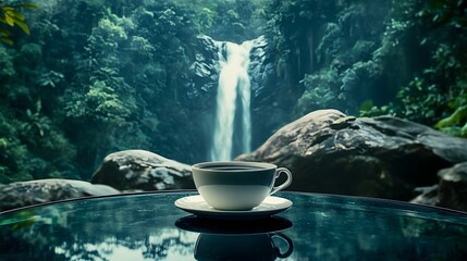 Coffee Break with Waterfall View.