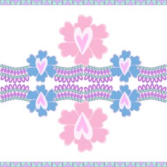 Border of pastel Indian motif pattern paisley ikat seamless pattern in blue purple flower frame concept design for sleeve ,carpet , fabric ethnic pattern ornament ,media print pattern for sari.