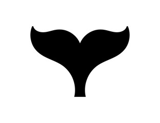 Dolphin tail illustration. Fish tail icon. Black fishtail silhouette.
