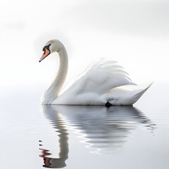 Graceful Swan Gliding on a Calm Lake Elegant Bird in Pristine Environment